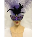 Two Tone Purple Feathered Eyemask