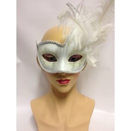 White Columbina Feathered Eyemask